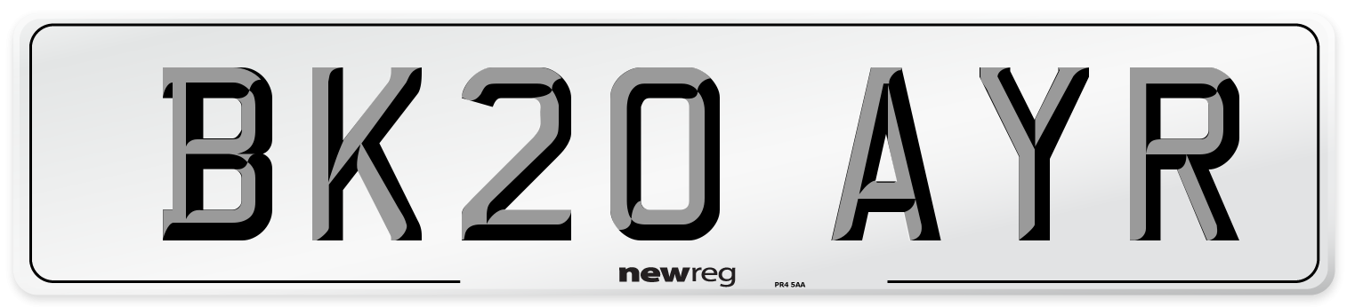 BK20 AYR Number Plate from New Reg